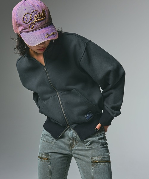 X-girl(エックスガール)の「ZIP UP SWEAT BLOUSON(スウェット・レディース・アッシュ/チャコール・S/M)」の10枚目の写真
