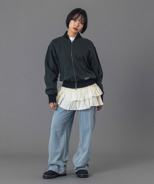 X-girl(エックスガール)の「ZIP UP SWEAT BLOUSON(スウェット・レディース・アッシュ/チャコール・S/M)」の15枚目の写真