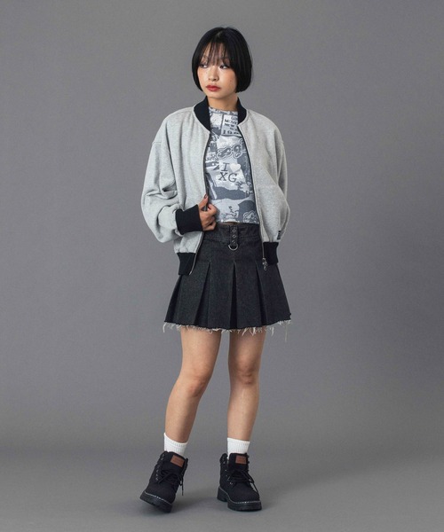 X-girl(エックスガール)の「ZIP UP SWEAT BLOUSON(スウェット・レディース・アッシュ/チャコール・S/M)」の13枚目の写真