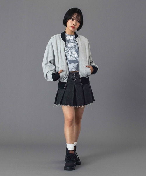 X-girl(エックスガール)の「ZIP UP SWEAT BLOUSON(スウェット・レディース・アッシュ/チャコール・S/M)」の18枚目の写真