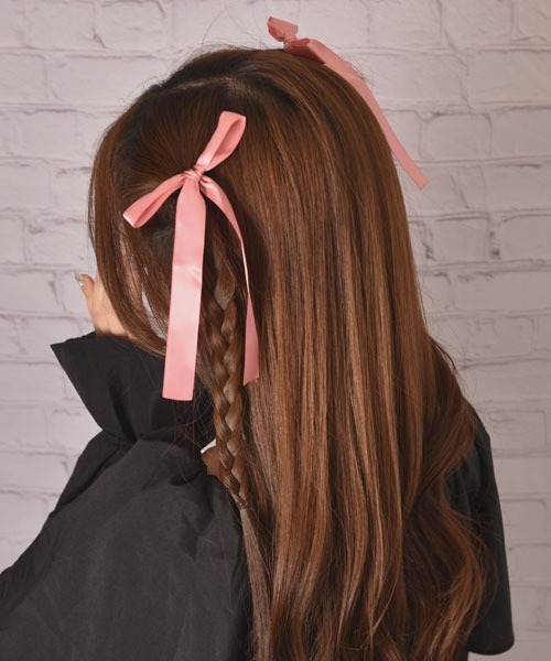 VIBGYOR Women（ヴィブジョー　ウィメン）の「【float】サテン リボン ヘアゴム【2個セット/12色展開】（ヘアゴム・レディース・ホワイト/ブラック/ネイビー/グレー/オフホワイト/ミント/ワインレッド/ラベンダー/チョコ/ベビーピンク/スモークピンク/グレー系・FREE）」の11枚目の写真