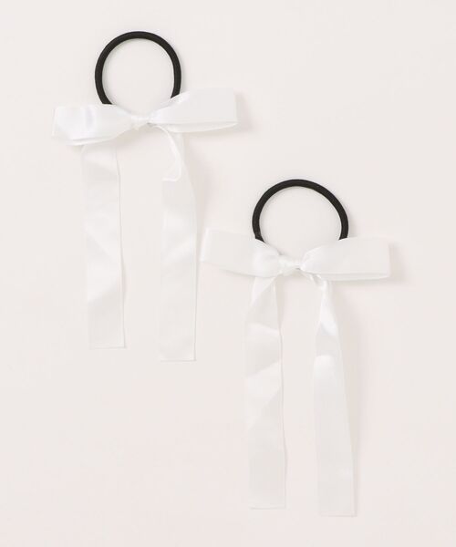 VIBGYOR Women（ヴィブジョー　ウィメン）の「【float】サテン リボン ヘアゴム【2個セット/12色展開】（ヘアゴム・レディース・ホワイト/ブラック/ネイビー/グレー/オフホワイト/ミント/ワインレッド/ラベンダー/チョコ/ベビーピンク/スモークピンク/グレー系・FREE）」の18枚目の写真