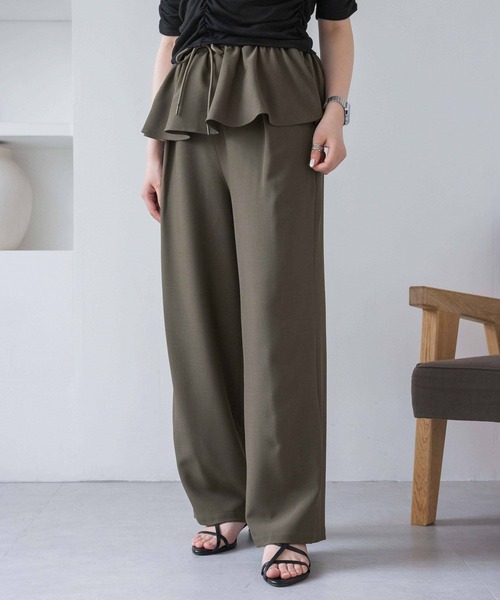 eL(エル)の「【eL】Frill Easy Pants/498733(その他パンツ・レディース・ブラウン/ブラック・FREE)」の2枚目の写真