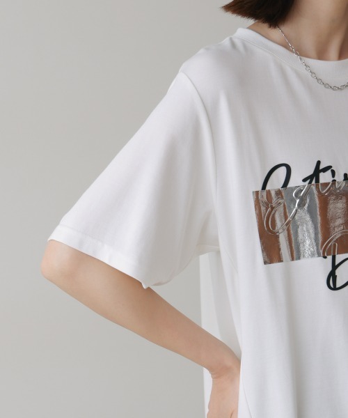 Bou Jeloud(ブージュルード)の「箔エンボスロゴチュニック(Tシャツ/カットソー・レディース・オフホワイト/キャメル/ブラック・FREE)」の16枚目の写真