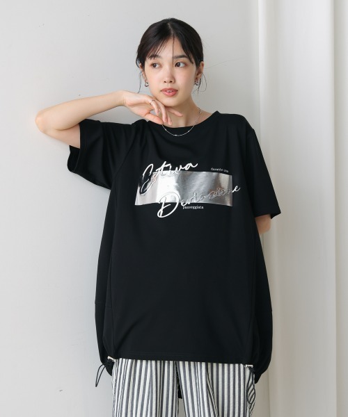 Bou Jeloud(ブージュルード)の「箔エンボスロゴチュニック(Tシャツ/カットソー・レディース・オフホワイト/キャメル/ブラック・FREE)」の21枚目の写真