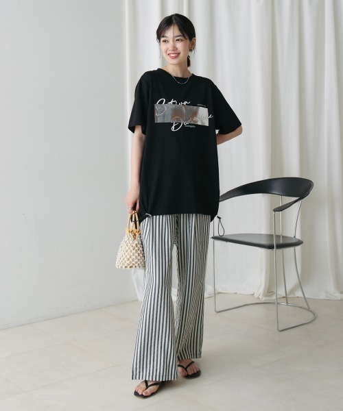 Bou Jeloud(ブージュルード)の「箔エンボスロゴチュニック(Tシャツ/カットソー・レディース・オフホワイト/キャメル/ブラック・FREE)」の22枚目の写真