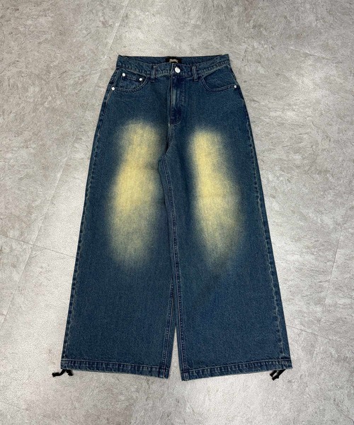 ATMARK(アットマーク)の「《2サイズ展開 / UNISEX 》バックアーチロゴ バギーデニム(デニムパンツ・メンズ・ブラック/インディゴブルー/ピンク・LARGE/MEDIUM)」の7枚目の写真