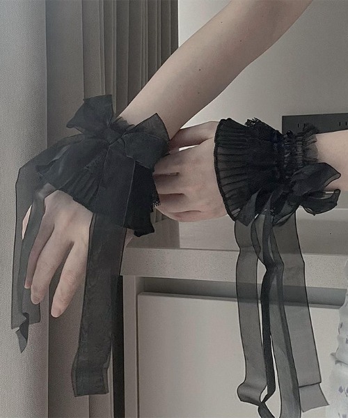 ami❤️ami⭐️リボン黒ステッチ　UVアームカバー90cmゆったりタイプ 75c33ef8bc86f7f8113e961dc5a286
