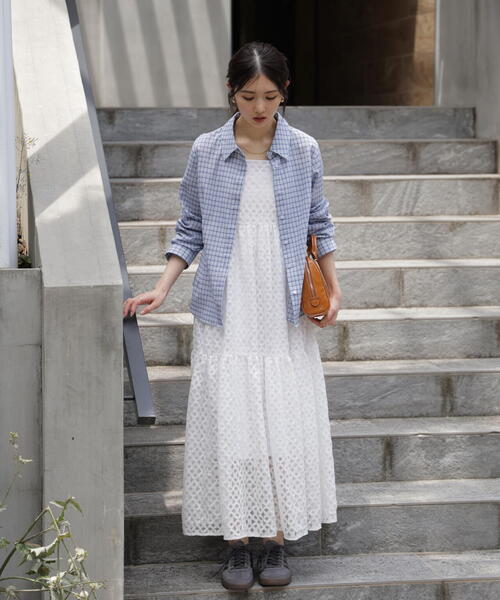 FREE'S MART（フリーズマート）の「◆シアースリムシャツ（シャツ/ブラウス・レディース・ブルー系その他/ホワイト/ブラウン・FREE）」の11枚目の写真