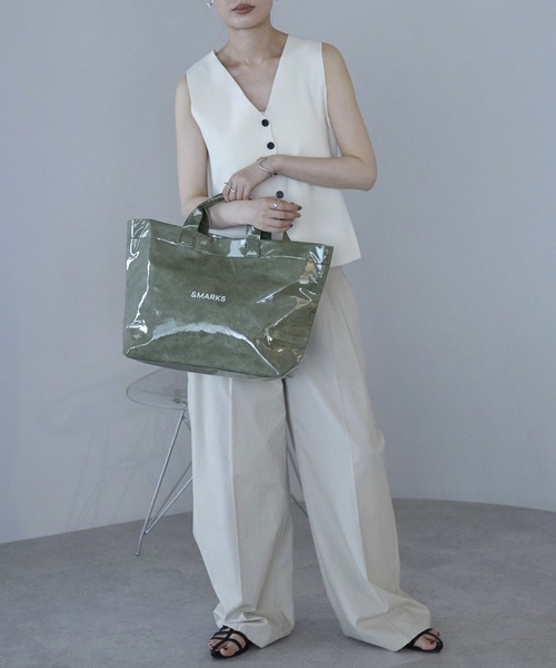 N16【ビニールバッグ】軽量・大容量クラフトペーパービニールトート