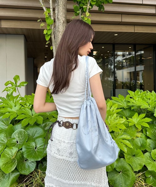 FOREVER 21（フォーエバー トゥエンティーワン）の「【2025SS】ラインストーンナップサック（バックパック/リュック・レディース・ブラック/ブルー・FREE）」の5枚目の写真