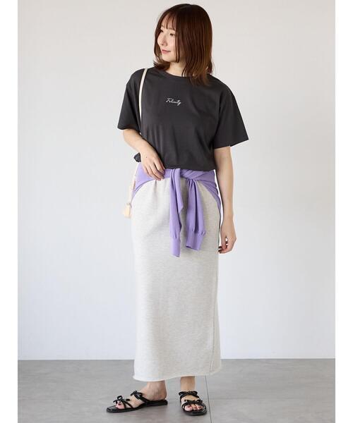 Te chichi TERRASSE（テチチテラス）の「【接触冷感】ドローイングフラワーTシャツ（Tシャツ/カットソー・レディース・ピンク/ブラック/チャコールグレー/オフホワイト・F）」の8枚目の写真