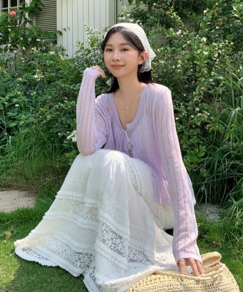 gossip!ロサンゼルス(ゴシップロサンゼルス)の「【Y2Kガーリー】シアー感ロングスリーブカーディガン(カーディガン/ボレロ・レディース・ホワイト/ラベンダー/ブルー・FREE)」の9枚目の写真