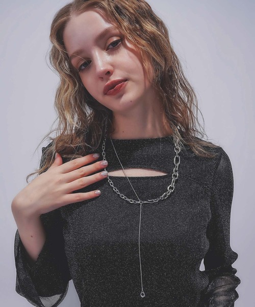 HARE（ハレ）の「MIXチェーンラリエットネックレス(HARE)（ネックレス・レディース・シルバー/シルバー系その他・FREE）」の6枚目の写真