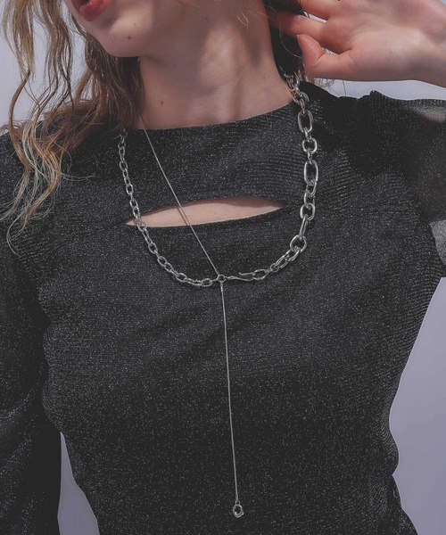 HARE（ハレ）の「MIXチェーンラリエットネックレス(HARE)（ネックレス・レディース・シルバー/シルバー系その他・FREE）」の10枚目の写真