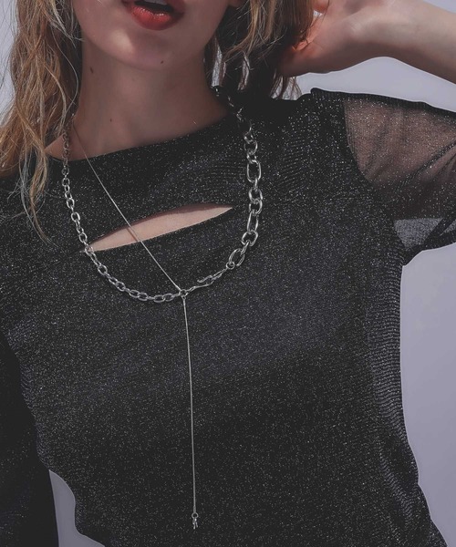 セール】MIXチェーンラリエットネックレス(HARE)（ネックレス