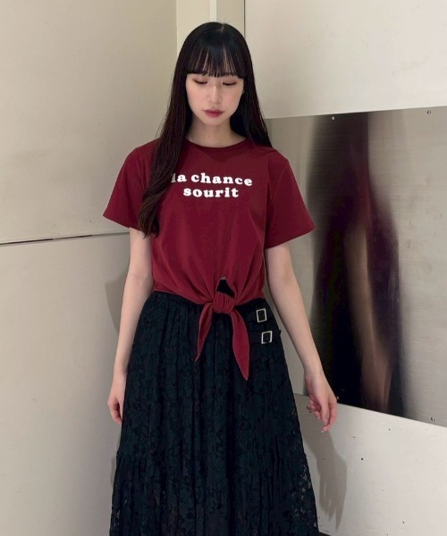 REDYAZEL(レディアゼル)の「フロントリボンTシャツ(Tシャツ/カットソー・レディース・ボルドー/ブラック/オフホワイト・FREE)」の21枚目の写真