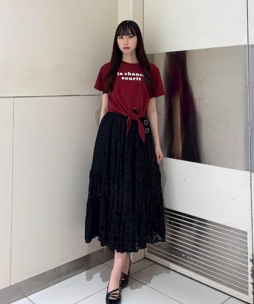 REDYAZEL(レディアゼル)の「フロントリボンTシャツ(Tシャツ/カットソー・レディース・ボルドー/ブラック/オフホワイト・FREE)」の22枚目の写真