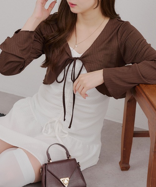 Another Branch olive des olive(アナザーブランチオリーブデオリーブ)の「ボレロ×キャミチュニックSET(ワンピース・レディース・ブラウン/ブラック/オフホワイト・FREE)」の3枚目の写真