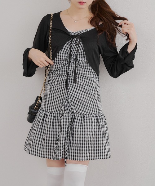 Another Branch olive des olive(アナザーブランチオリーブデオリーブ)の「ボレロ×キャミチュニックSET(ワンピース・レディース・ブラウン/ブラック/オフホワイト・FREE)」の14枚目の写真