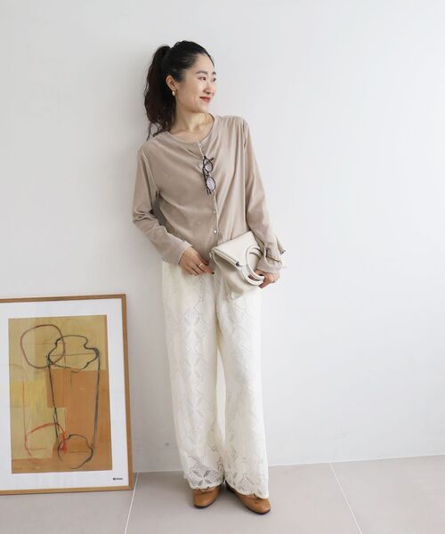 le.coeur blanc(ルクールブラン)の「シアーベロア2WAYカーディガン(カーディガン/ボレロ・レディース・ベージュ/ダークブラウン・38)」の14枚目の写真