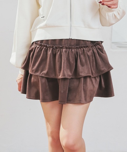 Honeys（ハニーズ）の「フリルミニスカート（スカート・レディース・アイボリー/ベージュ/ブラウン・S/M/L）」の3枚目の写真