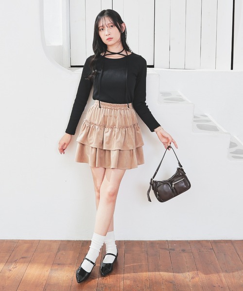 Honeys（ハニーズ）の「フリルミニスカート（スカート・レディース・アイボリー/ベージュ/ブラウン・S/M/L）」の19枚目の写真