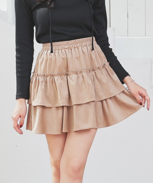 Honeys（ハニーズ）の「フリルミニスカート（スカート・レディース・アイボリー/ベージュ/ブラウン・S/M/L）」の22枚目の写真