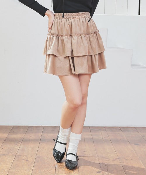 Honeys（ハニーズ）の「フリルミニスカート（スカート・レディース・アイボリー/ベージュ/ブラウン・S/M/L）」の7枚目の写真