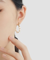 パールデザインフープピアス