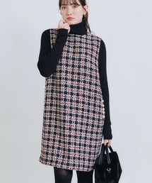 PICCIN PERLA（ピッチンペルラ）の「ポケットパールツイードワンピース（ワンピース）」