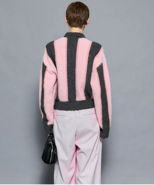 MAISON SPECIAL(メゾンスペシャル)の「Soutien Collar Stripe Zip Knit Cardigan/ステンカラーストライプジップニットカーデ(カーディガン/ボレロ・レディース・ピンク/ブルー・FREE)」の8枚目の写真