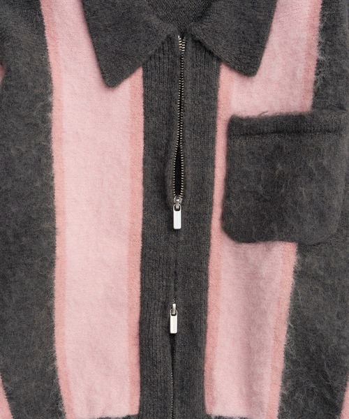 MAISON SPECIAL(メゾンスペシャル)の「Soutien Collar Stripe Zip Knit Cardigan/ステンカラーストライプジップニットカーデ(カーディガン/ボレロ・レディース・ピンク/ブルー・FREE)」の12枚目の写真
