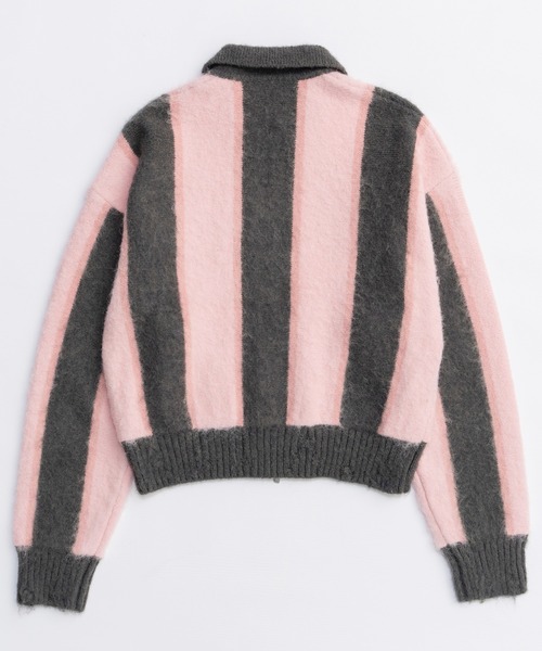 MAISON SPECIAL(メゾンスペシャル)の「Soutien Collar Stripe Zip Knit Cardigan/ステンカラーストライプジップニットカーデ(カーディガン/ボレロ・レディース・ピンク/ブルー・FREE)」の14枚目の写真