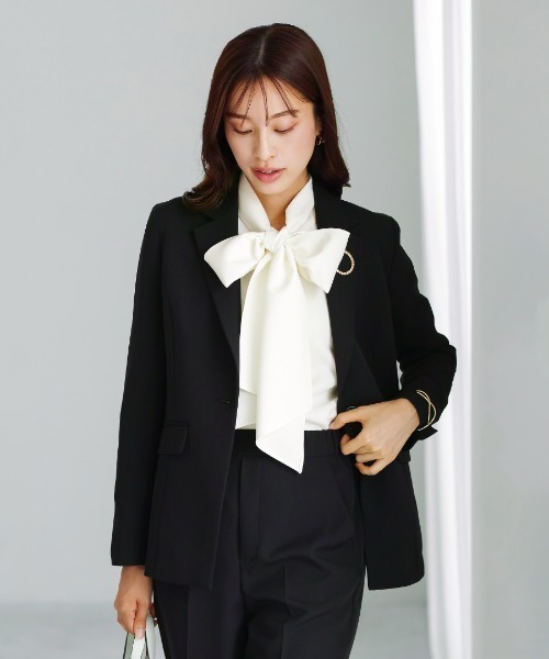 WHITE JOOLA(ホワイトジョーラ)の「UVカット・速乾・接触冷感・防シワ・ストレッチ・洗える【多機能すぎるジャケット】ダブルピケクロス・テーラードジャケット(テーラードジャケット・レディース・アイボリー/ネイビー/ブラック・S/L/M)」の3枚目の写真