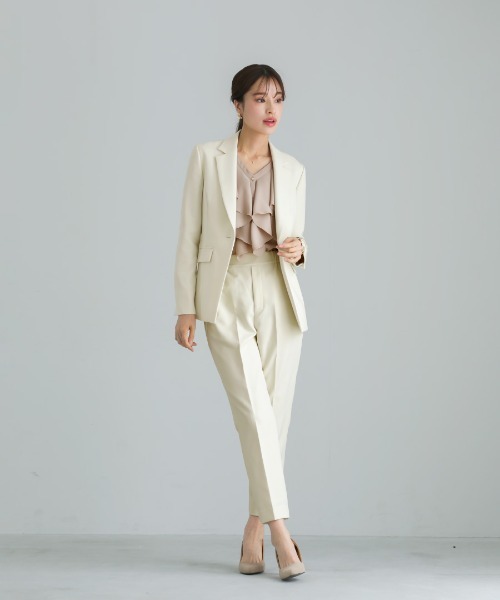 WHITE JOOLA(ホワイトジョーラ)の「UVカット・速乾・接触冷感・防シワ・ストレッチ・洗える【多機能すぎるジャケット】ダブルピケクロス・テーラードジャケット(テーラードジャケット・レディース・アイボリー/ネイビー/ブラック・S/L/M)」の13枚目の写真