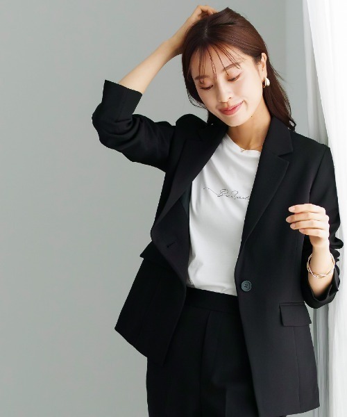 WHITE JOOLA(ホワイトジョーラ)の「UVカット・速乾・接触冷感・防シワ・ストレッチ・洗える【多機能すぎるジャケット】ダブルピケクロス・テーラードジャケット(テーラードジャケット・レディース・アイボリー/ネイビー/ブラック・S/L/M)」の22枚目の写真