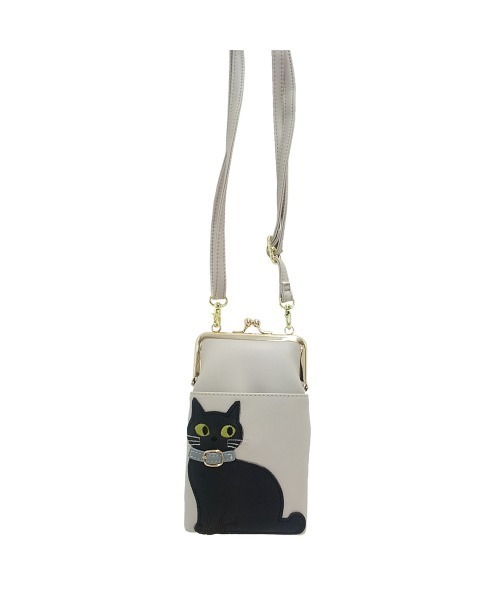 BACKYARD FAMILY(バックヤードファミリー)の「猫がま口ショルダー(ショルダーバッグ・レディース・ホワイト/ブラック/グレー系その他/ベージュ系その他・FREE)」の1枚目の写真