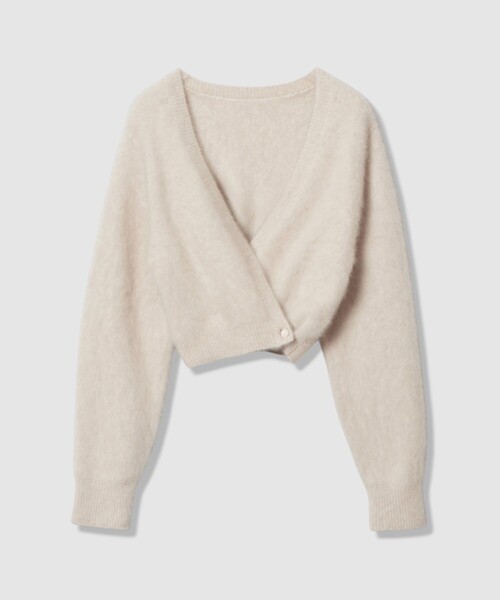 LOULOU WILLOUGHBY】カシミヤブレンドファー加工Vカーディガン