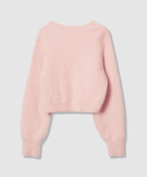 LOULOU WILLOUGHBY】カシミヤブレンドファー加工Vカーディガン