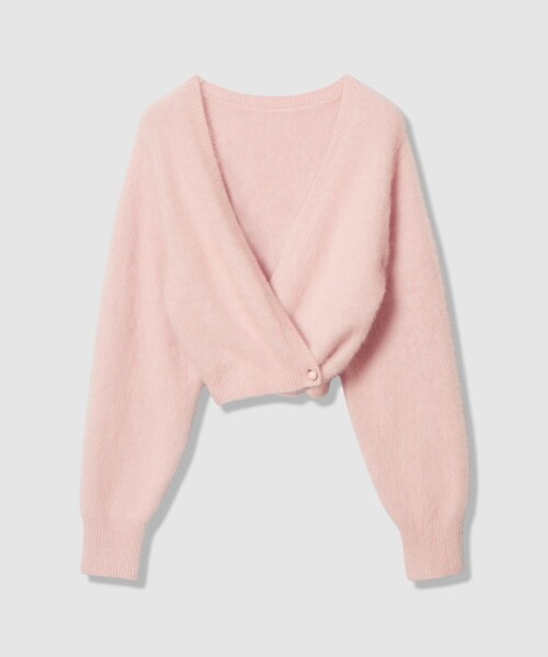 LOULOU WILLOUGHBY】カシミヤブレンドファー加工Vカーディガン