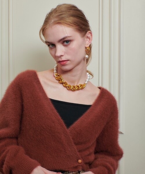 LOULOU WILLOUGHBY（ルルウィルビー）の「【LOULOU WILLOUGHBY】カシミヤブレンドファー加工Ｖカーディガン（カーディガン/ボレロ・レディース・ライトベージュ/ライトピンク/ブラック/キャメル・2）」の15枚目の写真