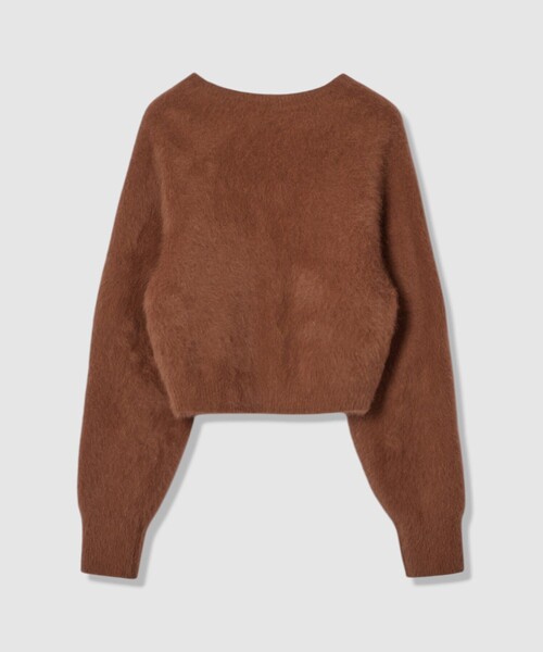 LOULOU WILLOUGHBY ルルウィルビー　カシミヤ カーディガン LOULOU WILLOUGHBY】カシミヤブレンドファー加工Vカーディガン