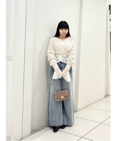 LOULOU WILLOUGHBY ルルウィルビー　カシミヤ カーディガン セール】【LOULOU WILLOUGHBY】カシミヤブレンドファー加工V