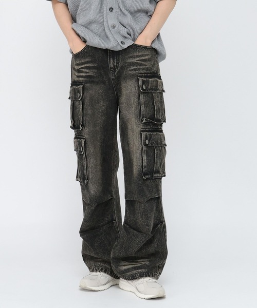 3.3 Field Trip (3.3フィールドトリップ)の「3.3 Field Trip/カーゴポケットデニム(デニムパンツ・メンズ・ブラック/ブルー・LARGE/MEDIUM)」の2枚目の写真