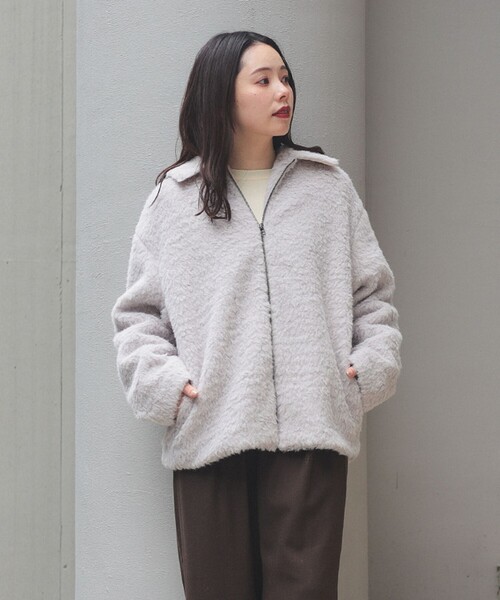 BEAMS HEART（ビームスハート）の「シャギー ドロスト ブルゾン（ブルゾン・レディース・チャコールグレー/ブラウン系その他2・FREE）」の2枚目の写真