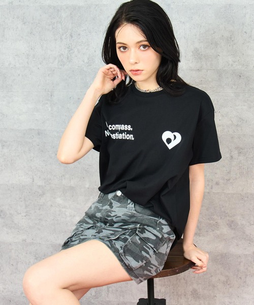 セール】ハート メッセージ プリント Tシャツ（Tシャツ/カットソー