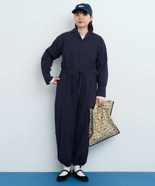 I am I in fact...（アイアムアイインファクト）の「●COTTON DYED POPLIN オールインワン（つなぎ/オールインワン・レディース・ネイビー/ピンク/ベージュ・FREE）」の4枚目の写真