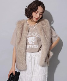 Arpege story グレー ジャケットコート モヘアカットシャギーテントラインコート(M ライトグレー