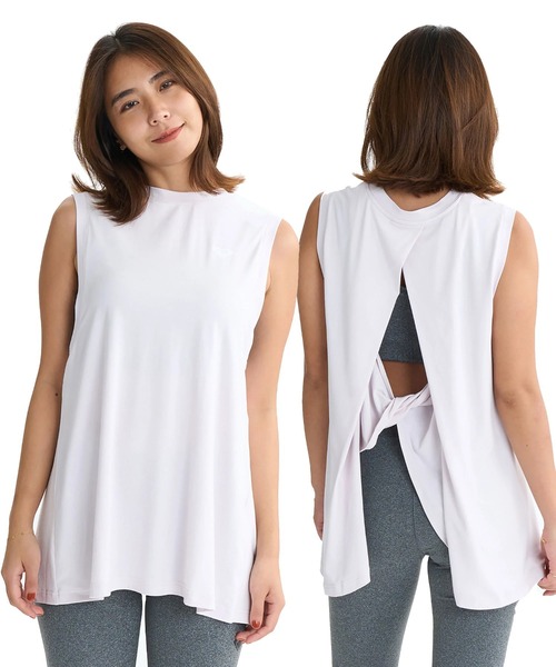 ROXY（ロキシー）の「FEEL THE WIND TANK/ロキシー水陸両用速乾UVケアバックカッティングデザインノースリーブ・タンクトップ（水着）（タンクトップ・レディース・ホワイト/ブラック/ピンク・MEDIUM/LARGE/SMALL）」の3枚目の写真